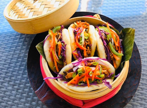 A picture of Tofu Shiitake Mushrooms Vegan Bao Buns (Chinese Steamed Buns).