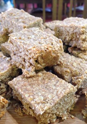 A picture of Carob Nut Butter Flapjacks.