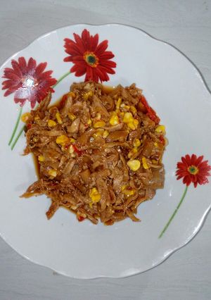 Foto resep Ayam Suwir Pedas feat Jamur Tiram dan Jagung Manis