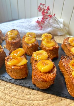 Una foto de Torrija integral en Airfryer con plátano caramelizado