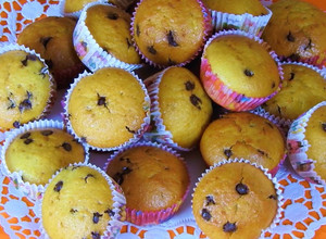 A picture of Whole Orange Muffins with Chocolate Chips.