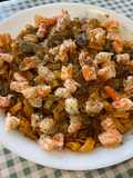 Nouilles aux crevettes et champignons au gingembre et curry
