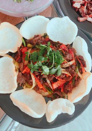 Hình của món Bò xào sốt me.