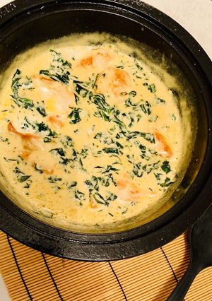 Une photo de Poulet aux épinards et parmesan
