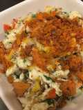 Egg white scramble with crab meat and crispy red pepper