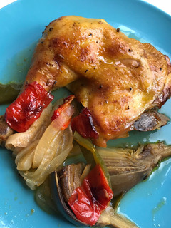Una foto de Pollo de corral asado, a la mandarina 🍊