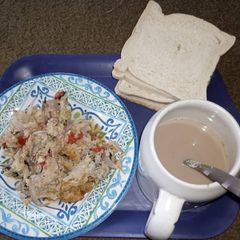 A picture of Simple bread egg and tea.