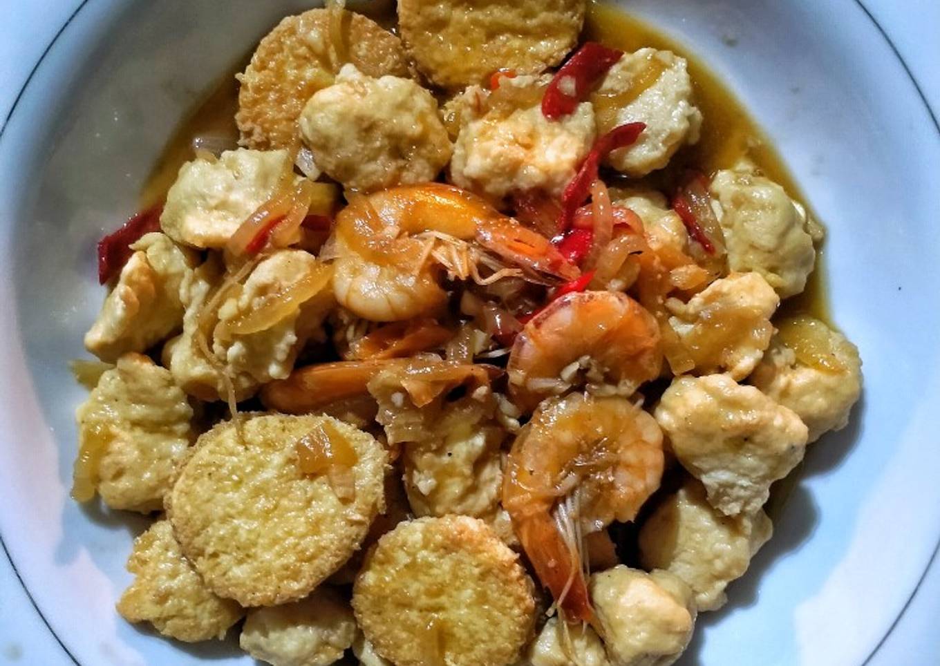 Bola ayam tofu kecap saus tiram