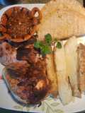 Charcoal-Grilled Chicken with Potatoes and Tomato Salsa