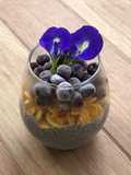 Healthy Diet Food: Chia Pudding + Cornflakes + Blueberry