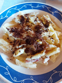Una foto de Macarrones con chocolate