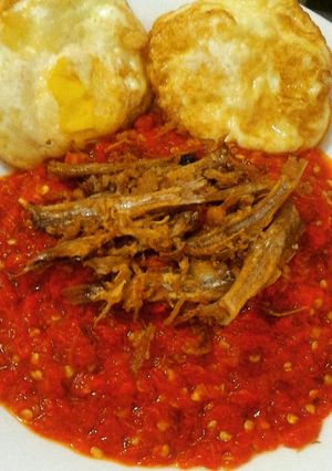 Foto resep Sambalado Uok Maco (Sambalado rebus + Teri)