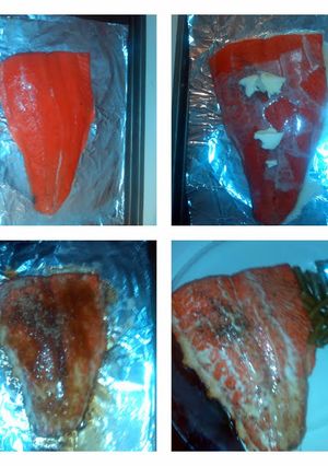 A picture of Peppery brown sugar salmon.