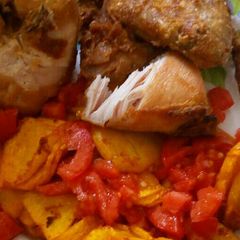Baked chicken n bhajia A picture of Baked chicken n bhajia.