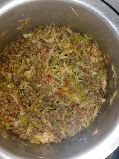 A picture of Lentils with cabbage.