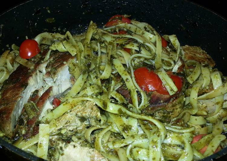 Simple Way to Make Award-winning Pesto Fettuccine Tuna Steak