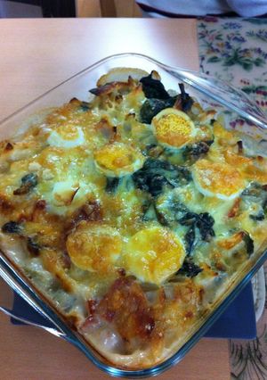 A picture of Brussels Sprout and Spinach Gratin.