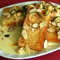 A picture of shahi Tukda (rich bread pudding).