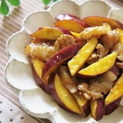 A picture of Sweet and Salty Sweet Potato and Pork Stir-Fry.