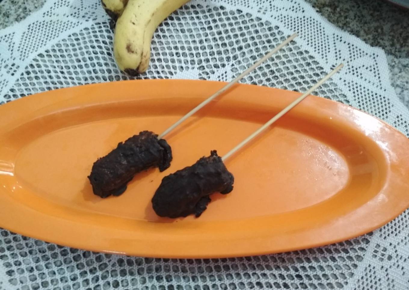 Chocolate coated banana pops