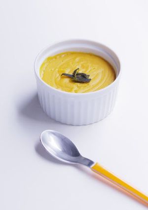 A picture of Kabocha Squash Pudding for Halloween.