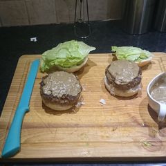A picture of Home made burger patties.
