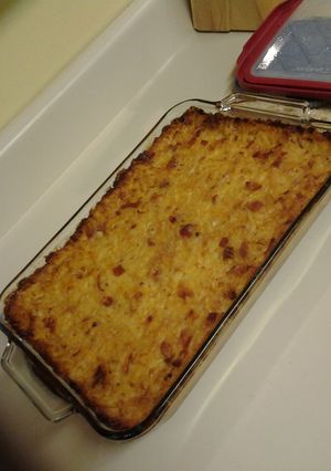 A picture of Mrs. Bell's Hashbrown Casserole.