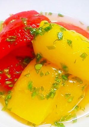 A picture of Colorful Marinated Bell Peppers.