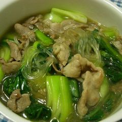 A picture of A Really Cheap Dish With Bok Choy and Pork.
