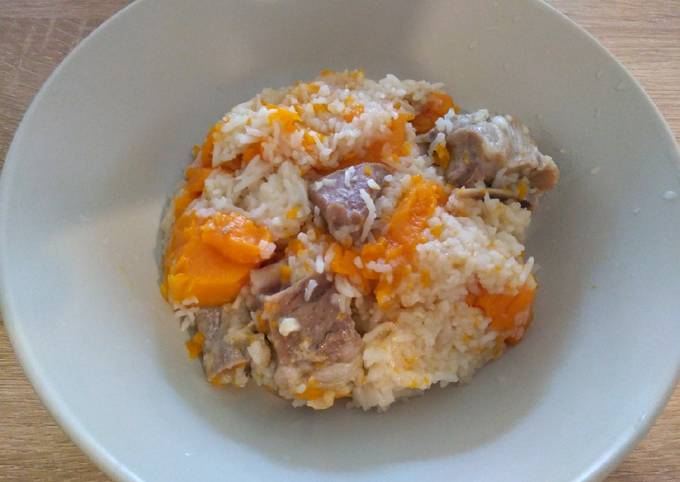 Easiest Way to Prepare Any-night-of-the-week 一锅煮金瓜排骨饭 One-Pot Pork Ribs Pumpkin Rice
