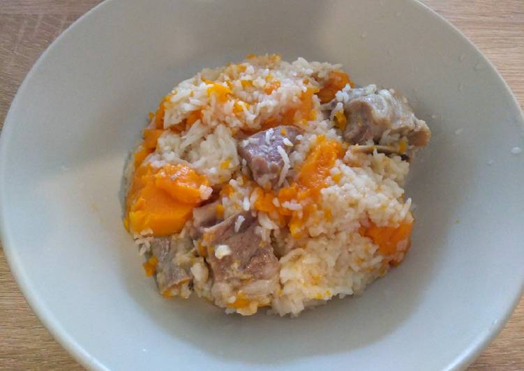 Steps to Make Ultimate 一锅煮金瓜排骨饭 One-Pot Pork Ribs Pumpkin Rice