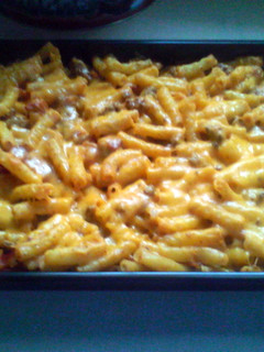 A picture of bacon cheeseburger pasta.