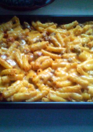 A picture of bacon cheeseburger pasta.