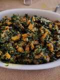 Fenugreek leaves and brinjals stir-fry (Methi ringan nu shak)