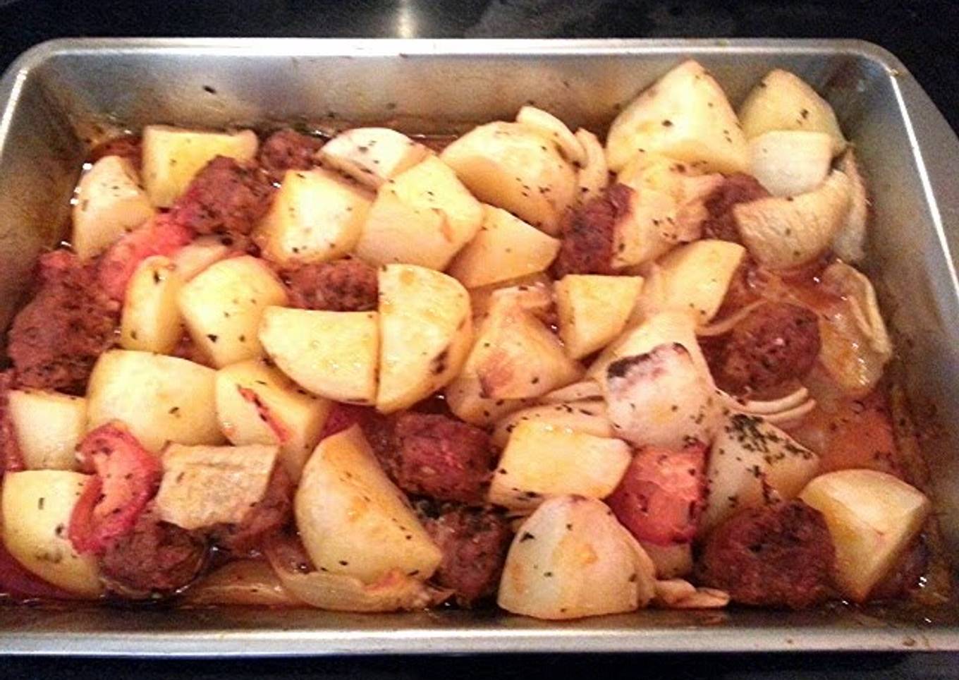 Baked Spanish Chorizo with potatoes