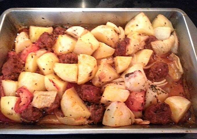 Baked Spanish Chorizo with potatoes