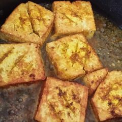 Fried tofu in lemongrass A picture of Fried tofu in lemongrass.