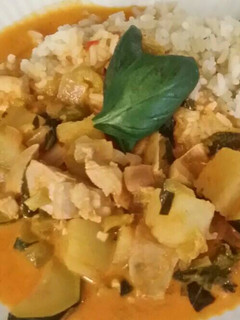 A picture of Brad's chicken in red thai curry.