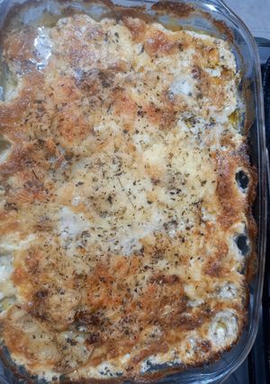 Una foto de Milhojas de Papa, Crema y Dos Quesos