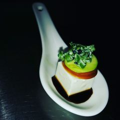 Chilled Tofu with flavoured soy A picture of Chilled Tofu with flavoured soy.