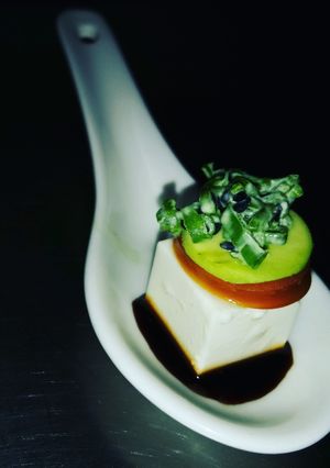 A picture of Chilled Tofu with flavoured soy.