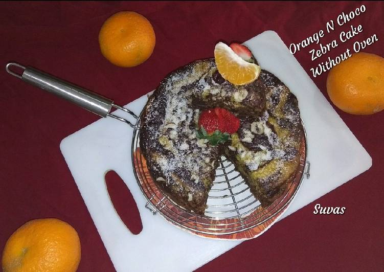 Simple Way to Make Perfect Orange And Choco Zebra Cake Without Oven