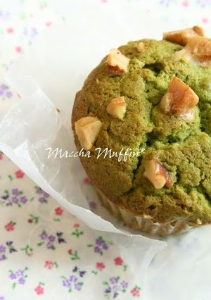 A picture of I Want to Keep This a Secret! Matcha and White Chocolate Muffins.