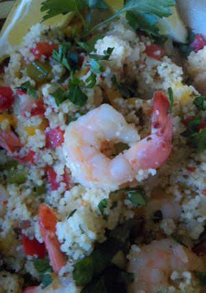 A picture of Fiesta Shrimp With Herbed Cous Cous.