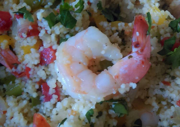 Simple Way to Prepare Speedy Fiesta Shrimp With Herbed Cous Cous
