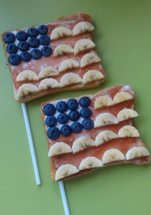 A picture of Vickys 'Star-Spangled Banner' Toast, 4th of July Kids Breakfast.
