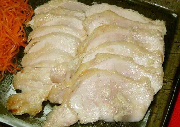 Steps to Prepare Favorite Chicken Breast + Shio-Koji + Olive Oil Cooked in the Microwave