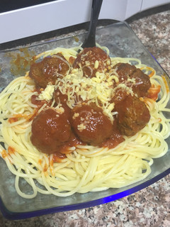 A picture of Spaghetti And Meatballs In Tomato Sauce.