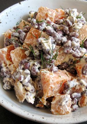 A picture of Azuki & Sweet Potato Sour Cream Salad.