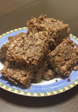 A picture of Peanut butter coconut rice crispy treats.